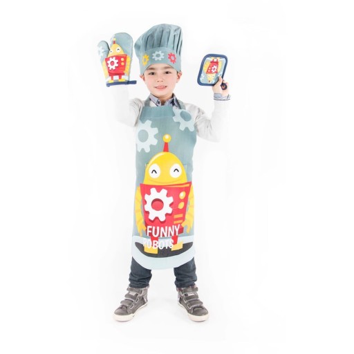 Set de bucătărie pentru copii din bumbac 4 buc Robot - Tiseco Home Studio