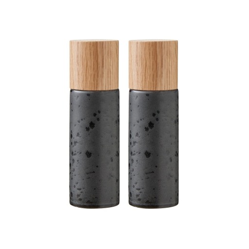 Set 2 râșnițe pentru sare și piper din gresie Bitz Basics Black, negru