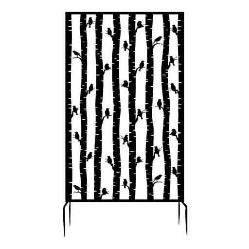 Paravan pentru balcon negru din metal 100x186 cm Birds – Esschert Design
