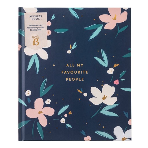 Carnețel pentru adrese cu etichete adezive Busy B Navy Blush, 104 pagini