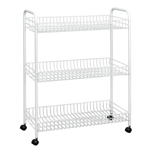 Cărucior mobil cu 3 rafturi pentru baie Metaltex Laundry, 31 x 84 cm