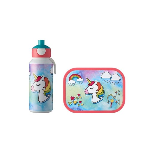Set cutie pentru gustări și sticlă de apă pentru copii Mepal Unicorn