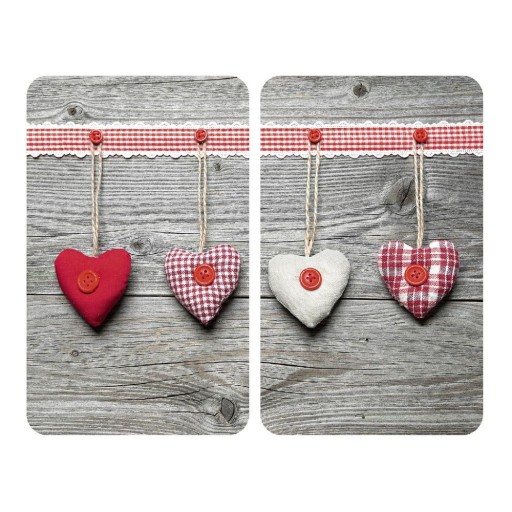 Set 2 protecții din sticlă pentru aragaz Wenko Heart, 52 x 30 cm