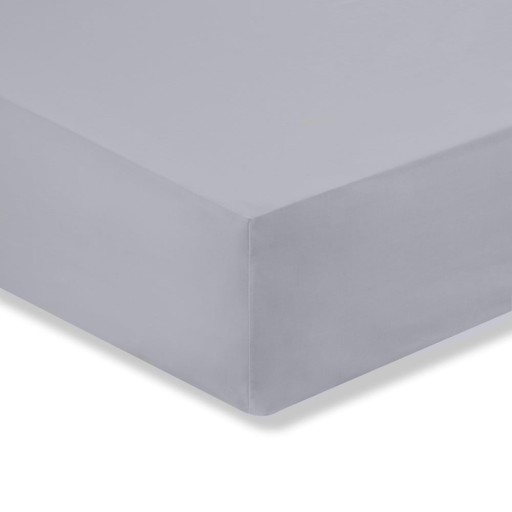 Cearceaf gri din bumbac percal cu elastic 135x190 cm Cotton Percale – Bianca