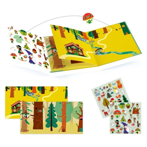 Set poveste cu autocolante detașabile/mobile Djeco Forest Sticker Story