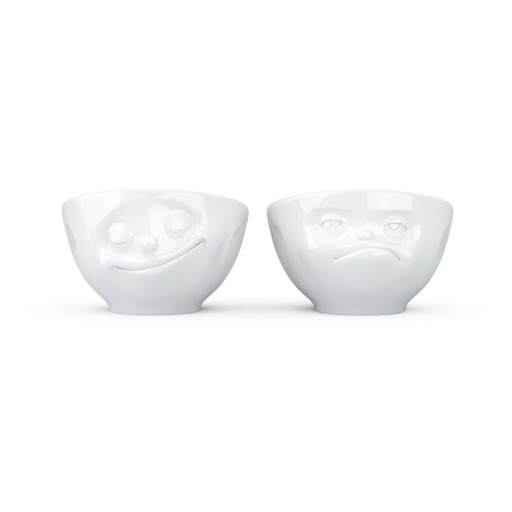 Set 2 cupe din porțelan pentru ouă, 58products Happy & Hmpff, alb