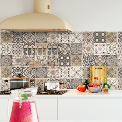 Set 9 autocolante de perete Ambiance Cement Tiles Ancona, 10 x 10 cm