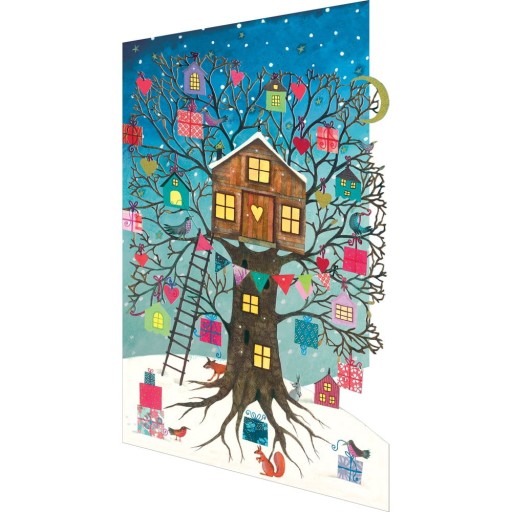 Felicitări 5 buc. cu model de Crăciun Treehouse – Roger la Borde