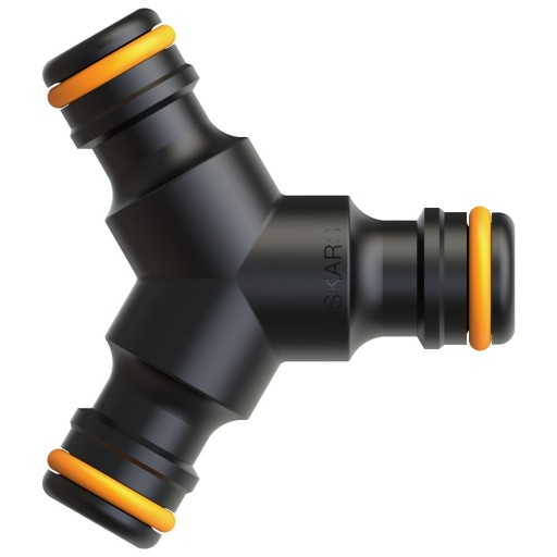 Conector triplu de cuplare pentru sistem de irigare Fiskars Comfort, negru