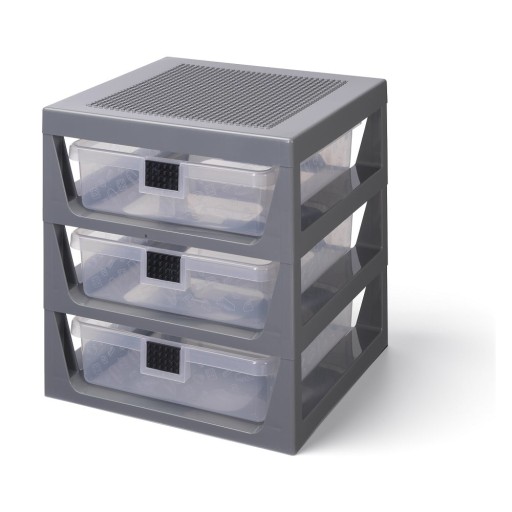 Organizator de depozitare cu 3 sertare LEGO®, gri