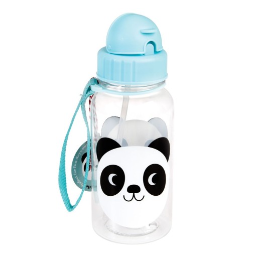 Sticlă cu pai Rex London Miko The Panda, 500 ml, albastru