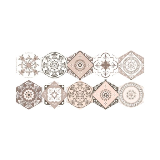 Set 10 autocolante de podea Ambiance Hexagons Cornalina, 40 x 90 cm