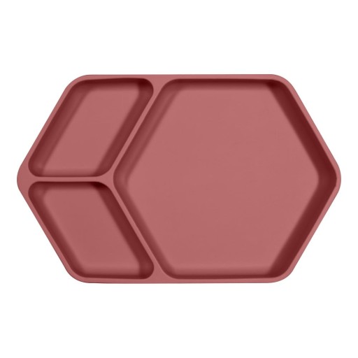 Farfurie pentru copii roșie din silicon 16x25 cm – Kindsgut