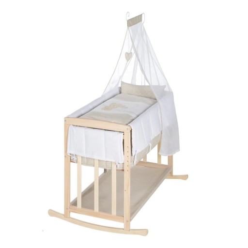 Pătuț leagăn cu spațiu de depozitare și baldachin 90x45 cm Liebhabär – Roba