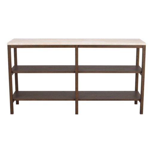 Masă consolă maro/bej cu blat din piatră 140x40 cm Orwel - Rowico