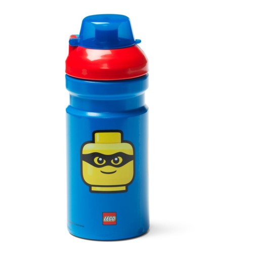Sticlă pentru apă cu capac roşu LEGO® Iconic, 390 ml, albastru