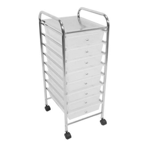 Etajeră pe roți din plastic alb-argintiu 33x83 cm – Premier Housewares