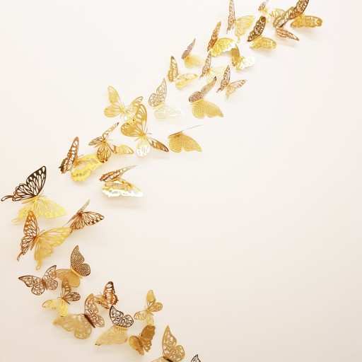 Set 36 autocolante de perete sub formă de fluturi Ambiance Butterflies, auriu