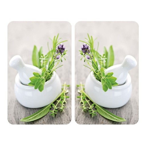 Set 2 protecții din sticlă pentru aragaz Wenko Herbal, 52 x 30 cm