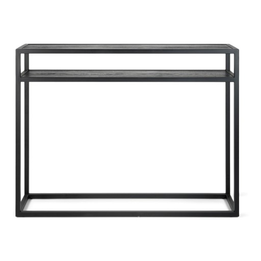 Masă consolă neagră cu blat din lemn de stejar 30x120 cm Daniël – Spinder Design
