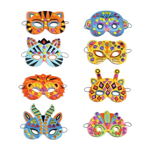 Set DIY 8 măști animale Djeco Jungle