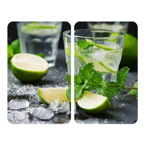 Set 2 protecții din sticlă pentru aragaz Wenko Mojitos, 52 x 30 cm