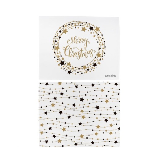 Set 2 șervețele din bumbac cu motive de Crăciun Butter Kings Stars Wreath, 45 x 35 cm