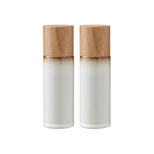 Set 2 râșnițe pentru sare și piper din gresie Bitz Basics Cream, crem