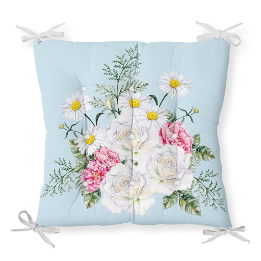 Pernă pentru scaun cu amestec de bumbac Minimalist Cushion Covers Spring Flowers, 40 x 40 cm