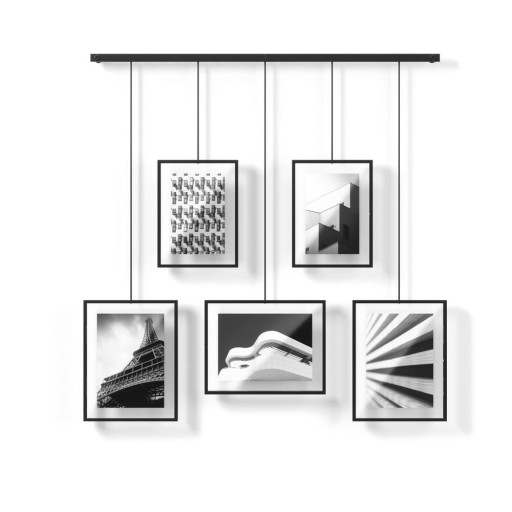 Rame negre de agățat din metal 5 buc 79x43 cm Exhibit – Umbra