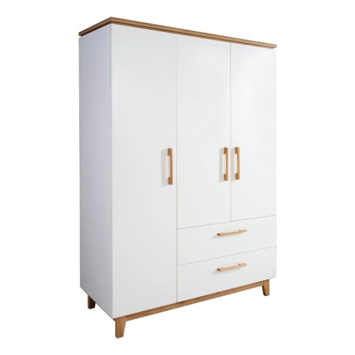 Șifonier pentru copii alb cu aspect de lemn de stejar 135x200 cm Finn – Roba