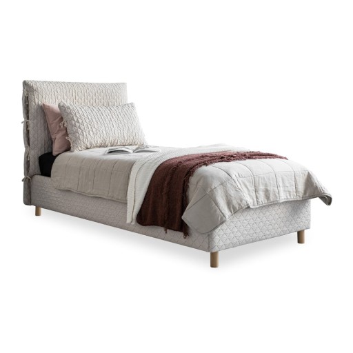 Pat bej tapițat de o persoană și somieră 90x200 cm Sleepy Luna – Miuform