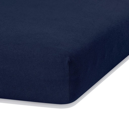 Cearceaf albastru închis din frotir cu elastic 180x200 cm Ruby – Restilo