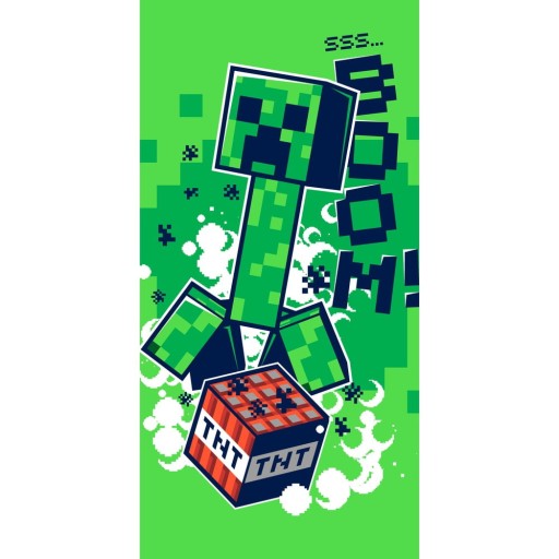 Prosop pentru copii verde din bumbac 70x140 cm Minecraft Boom – Jerry Fabrics