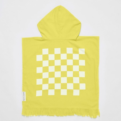 Prosop de plajă pentru copii 3-6 ani Sunnylife Checkerboard, galben