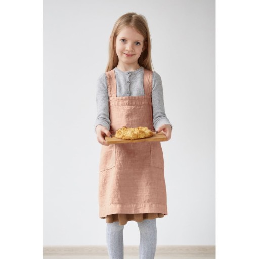 Șorț din in pentru copii Linen Tales Pinafore, 60 x 34 cm, portocaliu