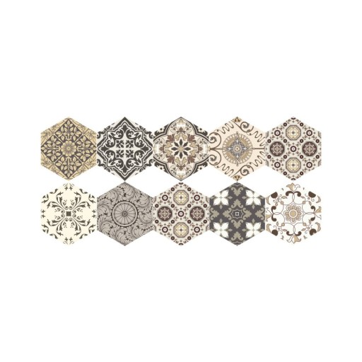 Set 10 autocolante de podea Ambiance Hexagons Luiza, 40 x 90 cm