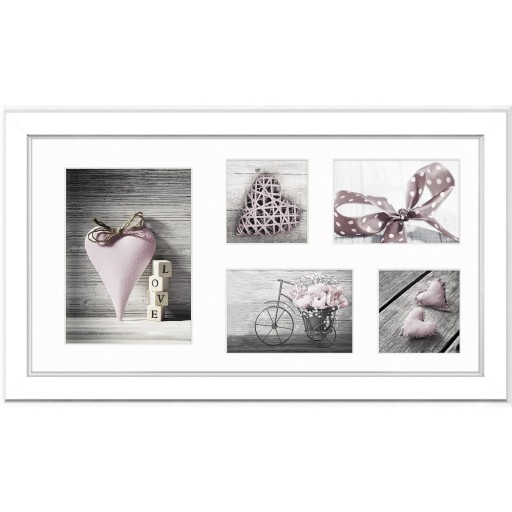 Ramă foto pentru 5 fotografii Styler Malmo, 27 x 51 cm, alb
