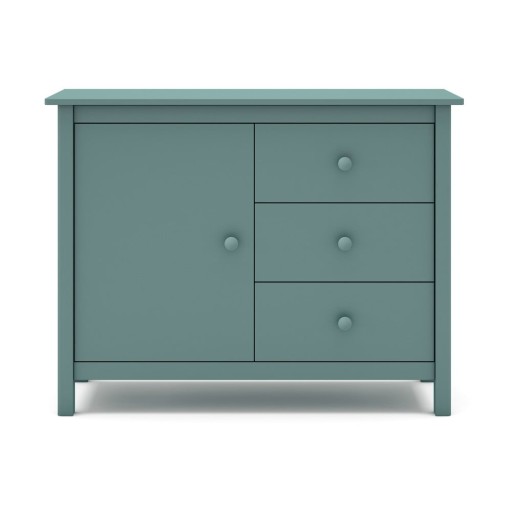 Comodă pentru copii în culoarea petrolului joasă din lemn de pin 90x80 cm Max – Marckeric