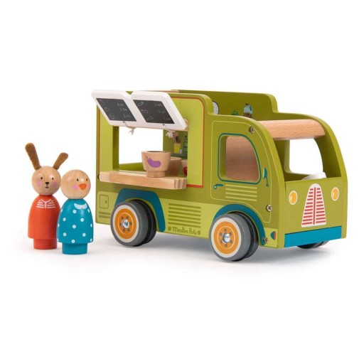 Mașinuță din lemn La Grande Famille Food Truck – Moulin Roty