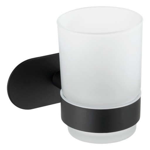 Pahar din sticlă mată pentru periuțe de dinți Orea Black - Wenko