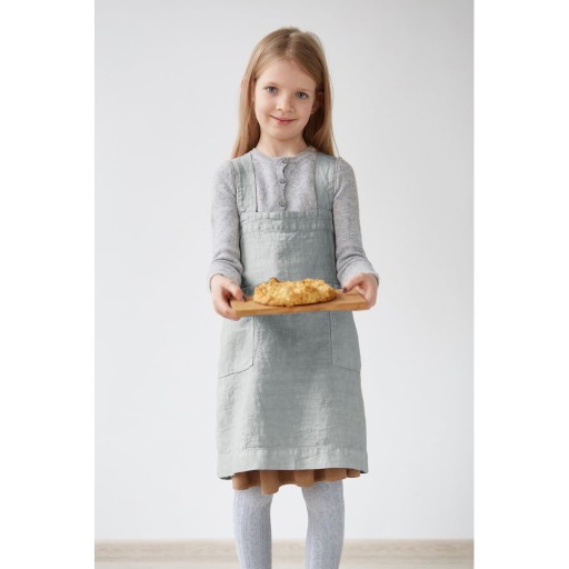 Șorț din in pentru copii Linen Tales Pinafore, 60 x 34 cm, gri