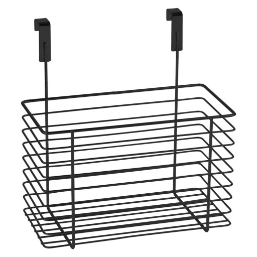 Coș depozitare pentru ușă dulap Wenko Slim, înălțime 25 cm, negru
