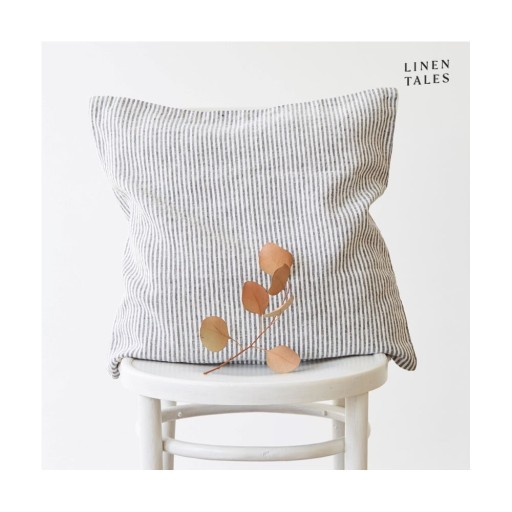 Față de pernă din in 45x45 cm Thin Black Stripes – Linen Tales