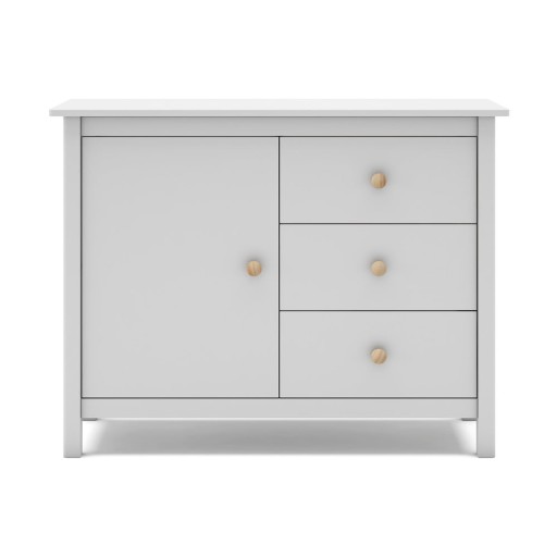 Comodă pentru copii albă joasă din lemn de pin 90x80 cm Max – Marckeric