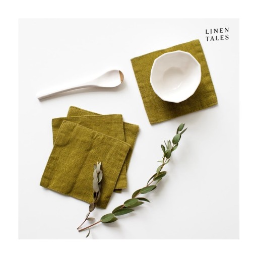 Coasters kaki din țesătură 4 buc. – Linen Tales