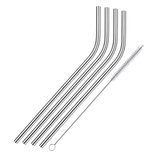 Set 4 paie curbate din inox pentru băuturi Westmark