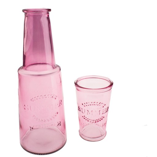 Carafă din sticlă cu pahar Dakls, 800 ml, roz