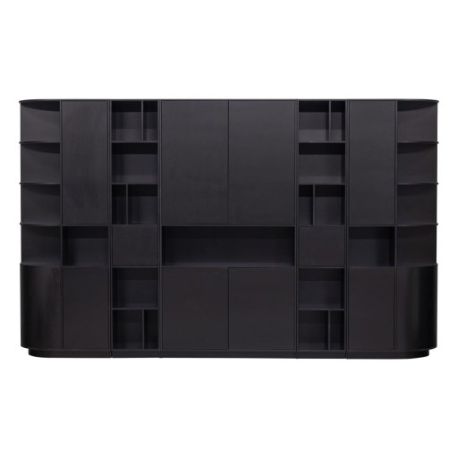 Bibliotecă modulară neagră din lemn masiv de pin 346x210 cm Finca – WOOOD