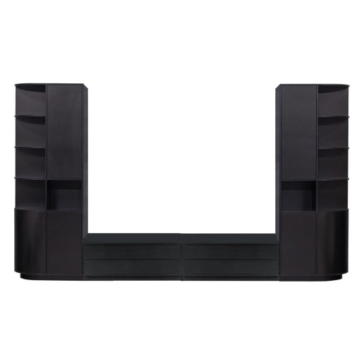 Set TV negru din lemn masiv de pin 356x210 cm Finca – WOOOD
